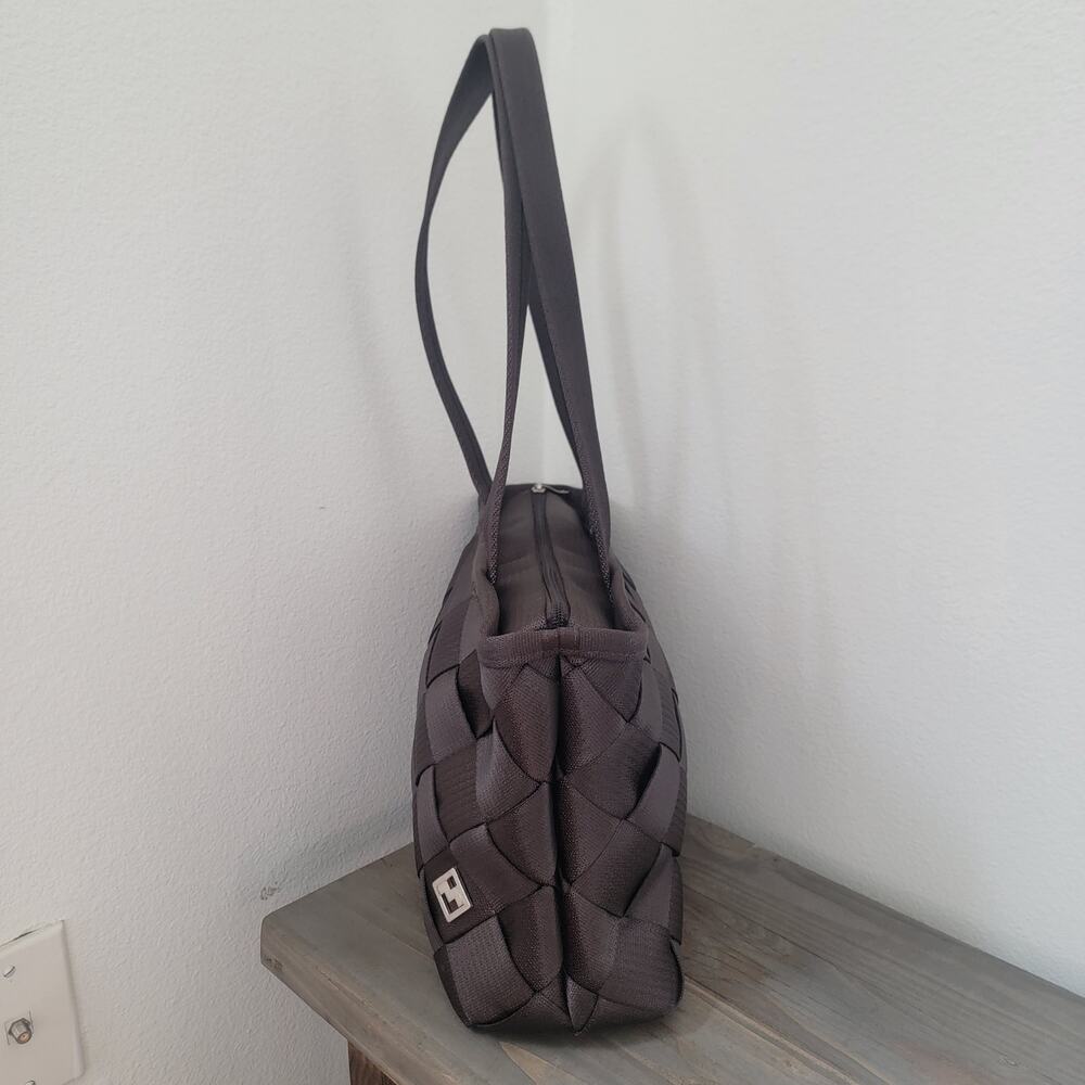 Maggie Bags Recycled Thick Seatbelt Webbing Tote Shoulder Bag Brown Purple 13x9‎ - Picture 7 of 16